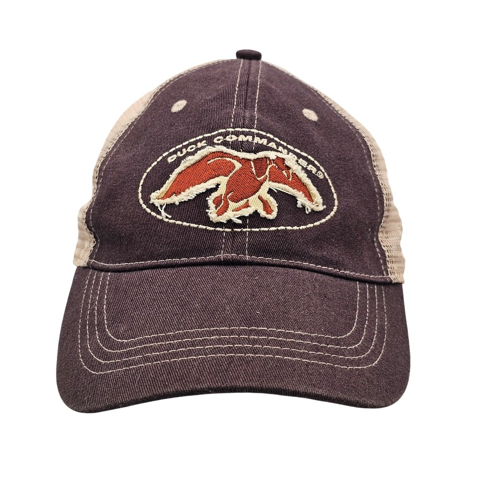 Duck Commander Trucker Hat Distressed Brown Tan Mesh Back Adjustable OSFM